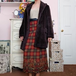 Vintage 60s Dark Brown Teddy Bear Coat with Lapel